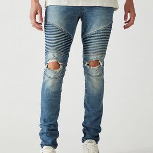 NWT PacSun Moto Biker Ripped Distressed Stacked Skinny Jeans